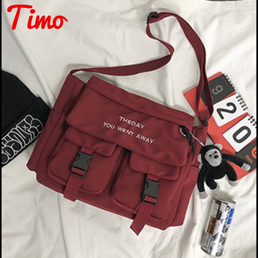 Túi Ulzzang Túi Đeo Chéo Ulzzang đi học cặp Vải Dù Chống Nước - Tặng Móc Khóa Gấu Bông | BigBuy360 - bigbuy360.vn