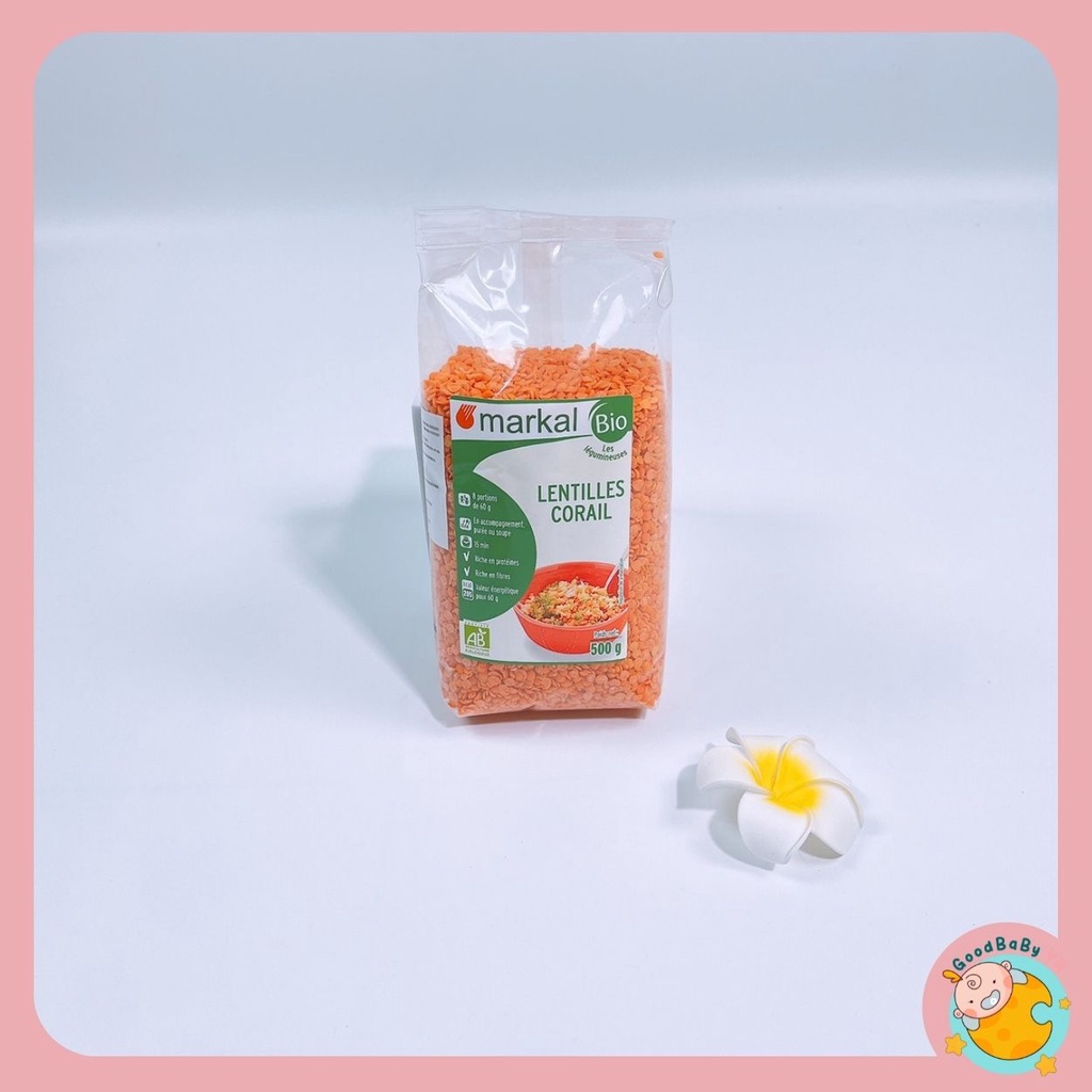 Đậu lăng đỏ cam san hô hữu cơ Markal 100g - 500g Goodbabyvn