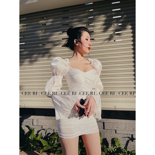 ( ẢNH THẬT - MẪU ĐỘC QUYỀN CEERI ) Váy trắng nhún body