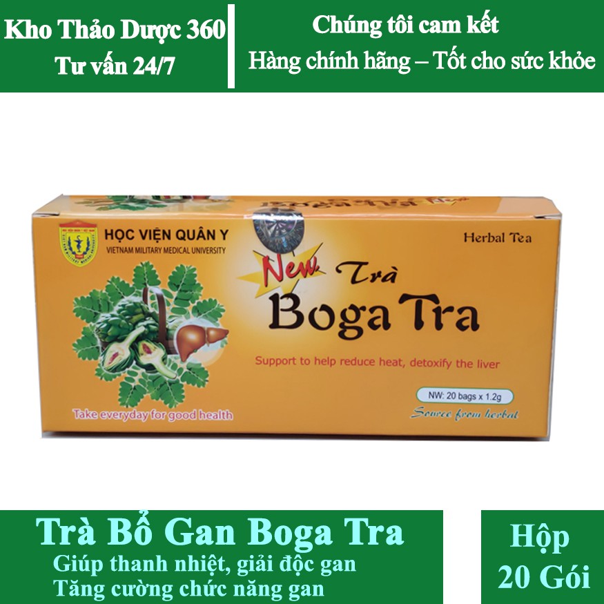 Trà Bổ Gan BOGA TRA, Thanh Nhiệt, Giải Độc, Mát Gan Của Học Viện Quân Y Hộp 20 Gói