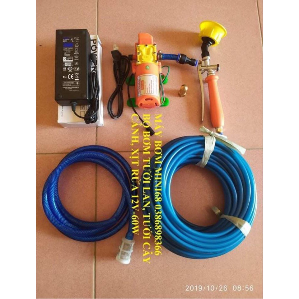 Bộ máy bơm tưới lan, tưới cây 12v-60w