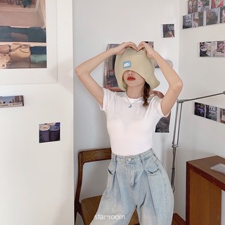 Áo phông crop top trơn #9551 Freesize (ĐEN / VÀNG / TRẮNG)