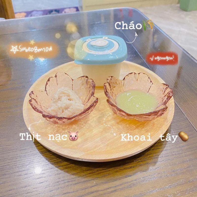 0Hộp trữ đông, hộp trữ đồ ăn dặm cho bé 120ml MISUTA, dùng được trong lò vi sóng, có đặt lịch ngày trữ đông