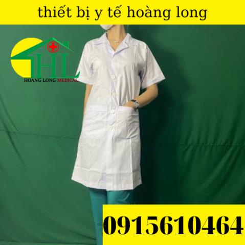 Áo Blouse bác sĩ dáng dài - tay cộc nam, nữ các size S M L XL