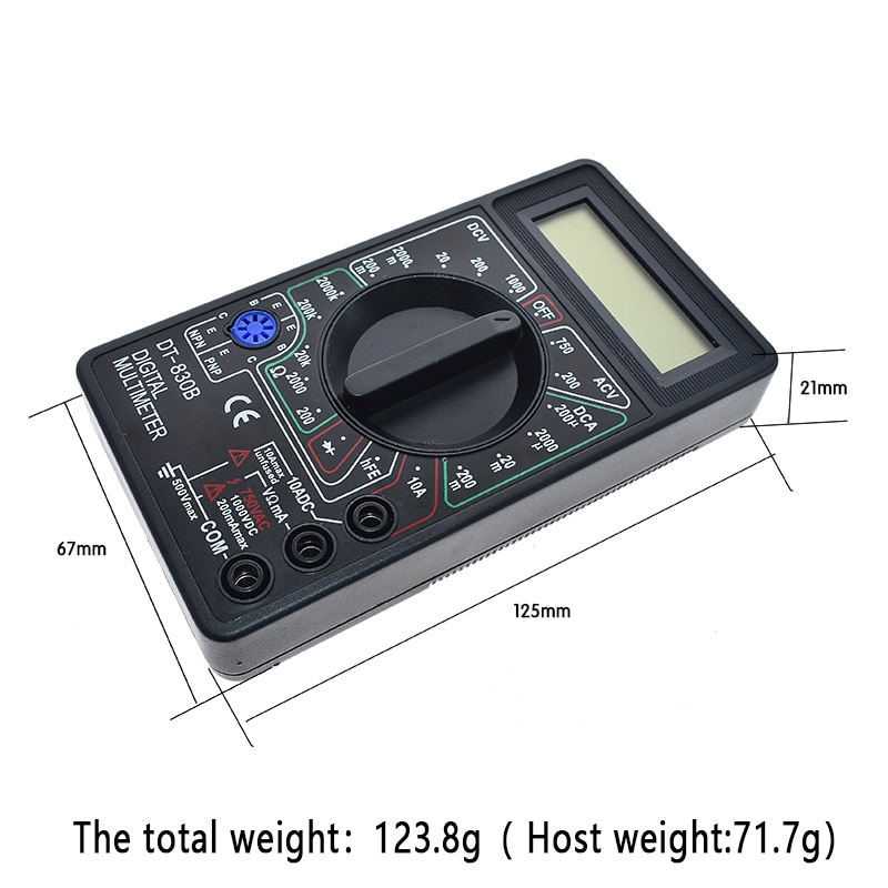 DT-830B Digital Voltmeter Ohmmeter Ammeter Multimeter Handheld Tester DT830B AC DC 750/1000V Amp Volt Ohm home tester