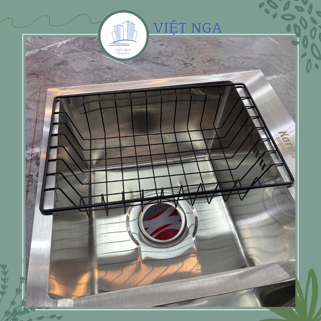 Chậu rửa bát Inox 304 Đúc Nguyên Khối 2 hố cân ( tặng kèm giá để đồ )