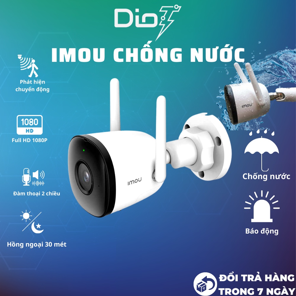 [Mã ELHAMS5 giảm 6% đơn 300K] Camera wifi IMOU ngoài trời chống nước quay đêm có màu F22FP 2.0MP full HD