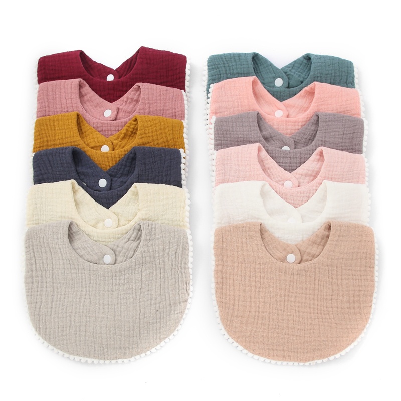 Yếm ăn cotton viền ren xinh xắn cho bé