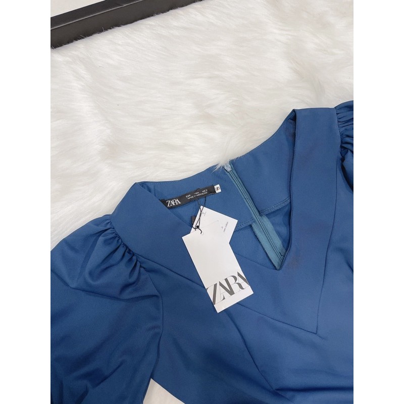 VNU234 - VÁY XANH VINTAGE CỔ V TAY BỒNG | BigBuy360 - bigbuy360.vn