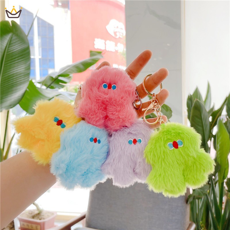 Móc chìa khóa hình thú nhồi bông nhiều màu dễ thương