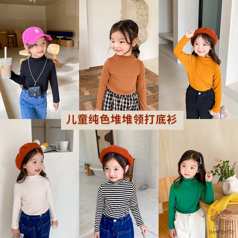 Áo thun trơn màu sắc đa dạng phong cách Hàn Quốc cho bé gái