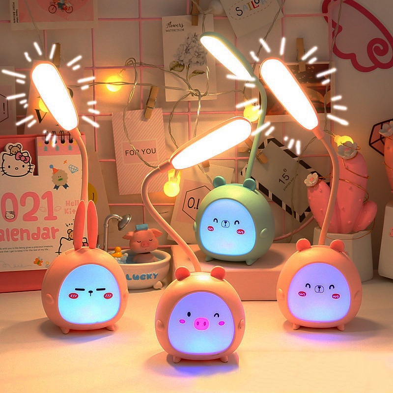 Đèn LED Đọc Sách Bảo Vệ Mắt Ba Tốc Độ Sạc USB Họa Tiết Hoạt Hình Dễ Thương Dành Cho Trẻ Em