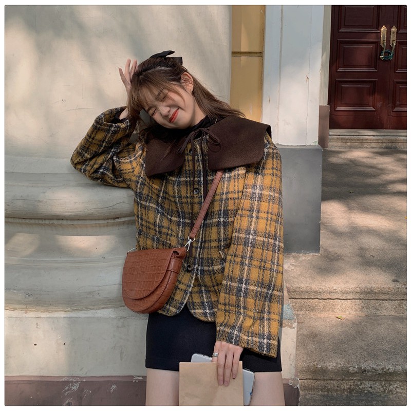[ ORDER 10day ] Áo khoác nữ kẻ sọc với phong cách thanh lịch cùng màu sắc giản đơn nổi bật mùa thu đông 2020.💖