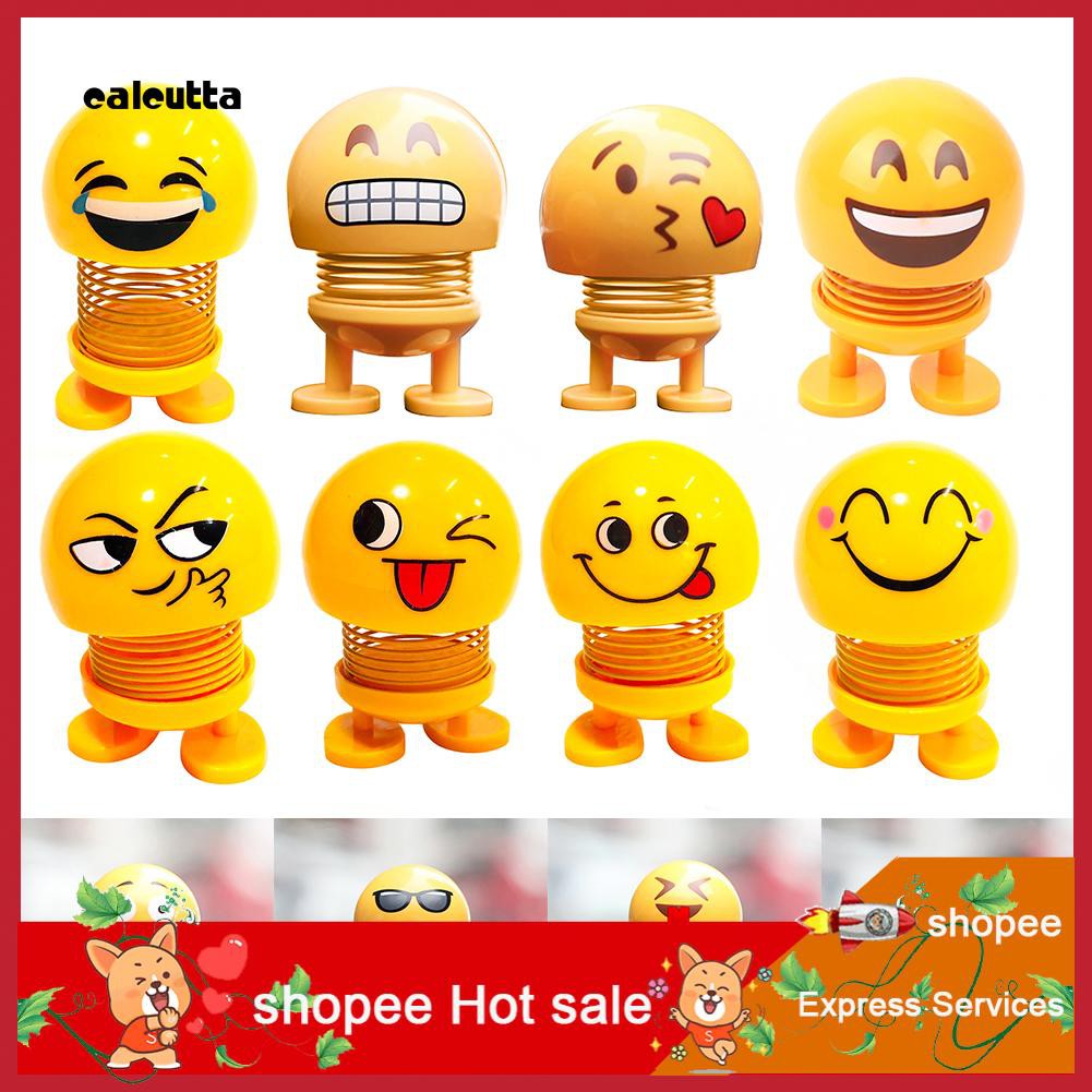 ◕‿◕Cute Cartoon Funny Emoji Shaking Head Toy Car Dashboard Bobblehead Doll Ornament