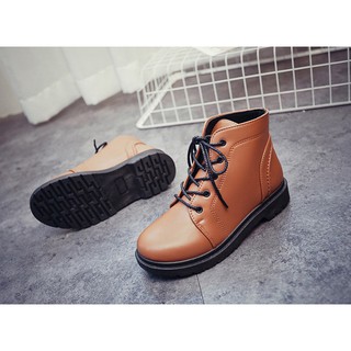 GIÀY BOOT CỔ THẤP CỘT DÂY CÁ TÍNH MÀU NÂU