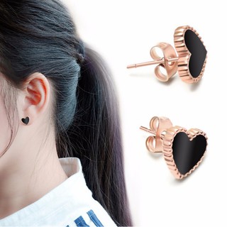 Bông Tai Nữ Trái Tim Titan Ko Đen TT 0743