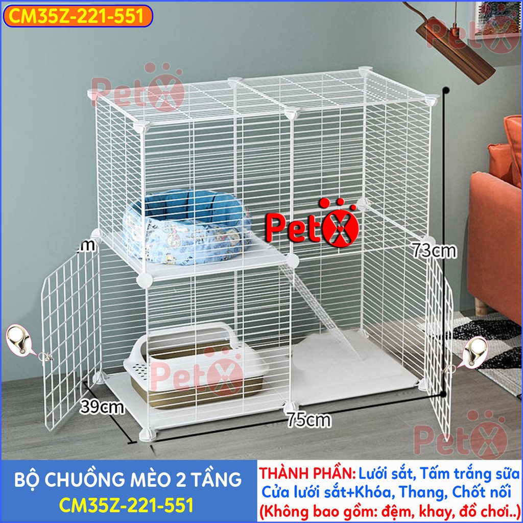 Chuồng mèo 2 tầng lưới sắt lắp ghép đa năng cho thú cưng thỏ, sóc bọ ú chọn mẫu theo phân loại