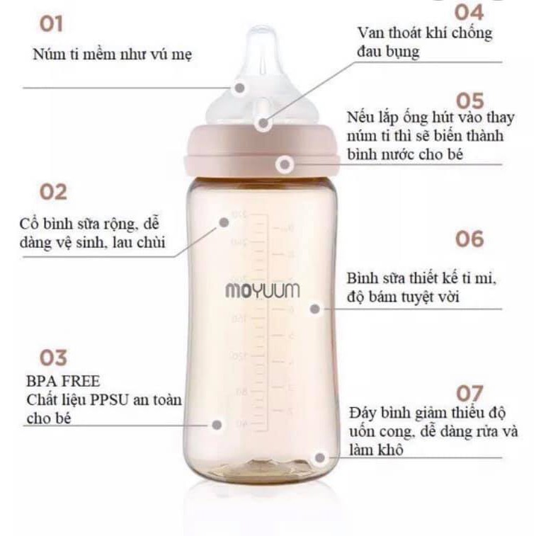 {Chính Hãng} - Bình sữa Moyuum 170ml/270ml  Hàn Quốc