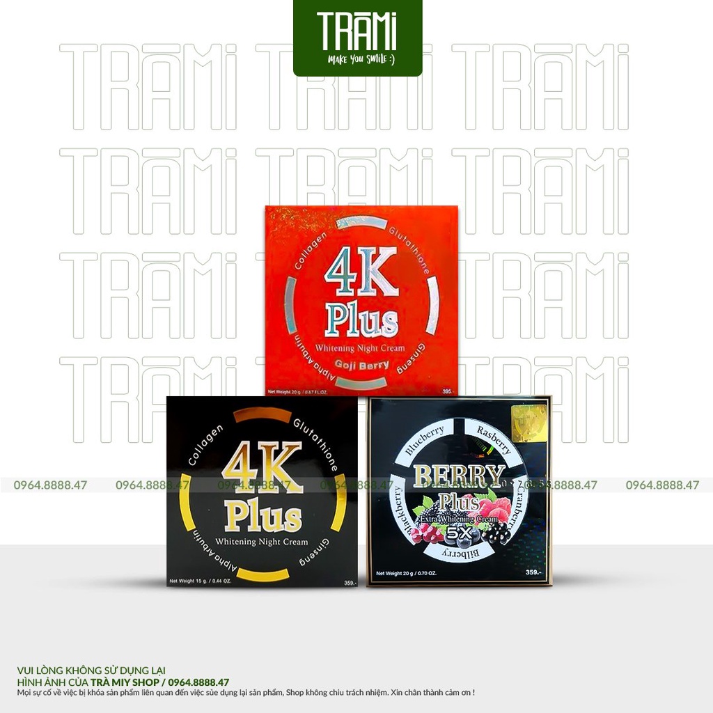 Kem Dưỡng Da Mặt 4K Berry Plus Chính Hãng Thái Lan 20gram, Trắng Da, Chống Lão Hóa.