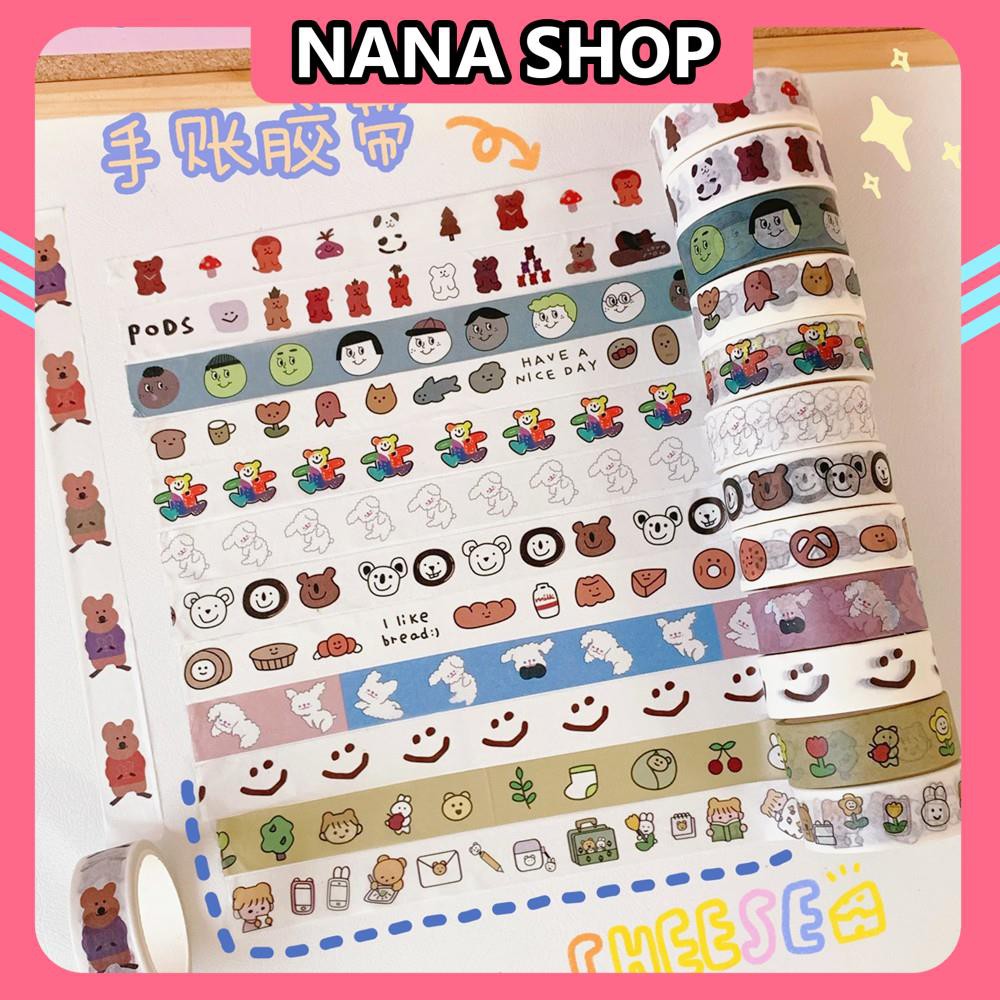 Cuộn Băng Dính Washi (SIÊU RẺ ĐẸP) Washi Tape Trang Trí Họa Tiết Dễ Thương