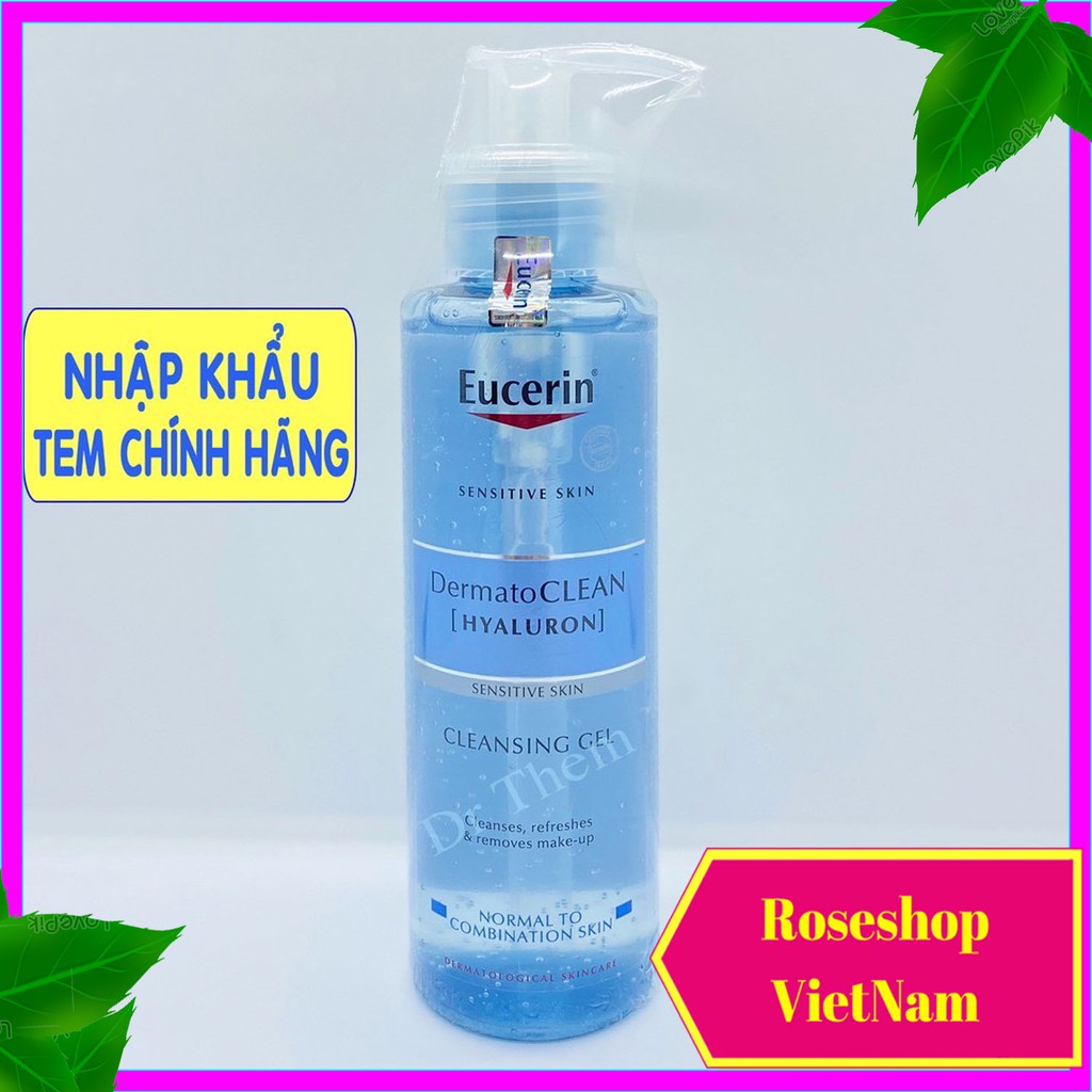 ✅Sữa Rửa Mặt Eucerin cho Da Nhạy Cảm Eucerin DermatoCLEAN [HYALURON] Cleansing Gel 200ml - Refreshing. RSVN SP50