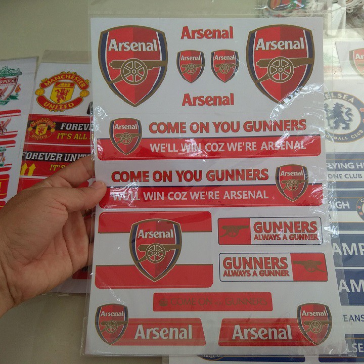 Sticker logo Manchester, Chelsea, Arsenal, Liverpool, Real Madrid... trang trí