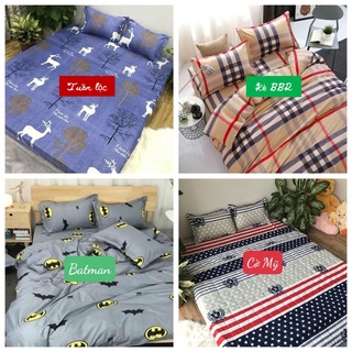Sài gòn Bộ drap ga gối poly giường 1m6 mẫu tuần lộc xanh
