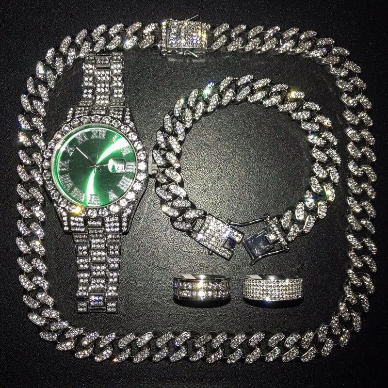 COMBO ĐỒNG HỒ DÂY CHUYỀN VÒNG TAY NAM NỮ ĐÍNH ĐÁ SIÊU CẤP DZG - CW