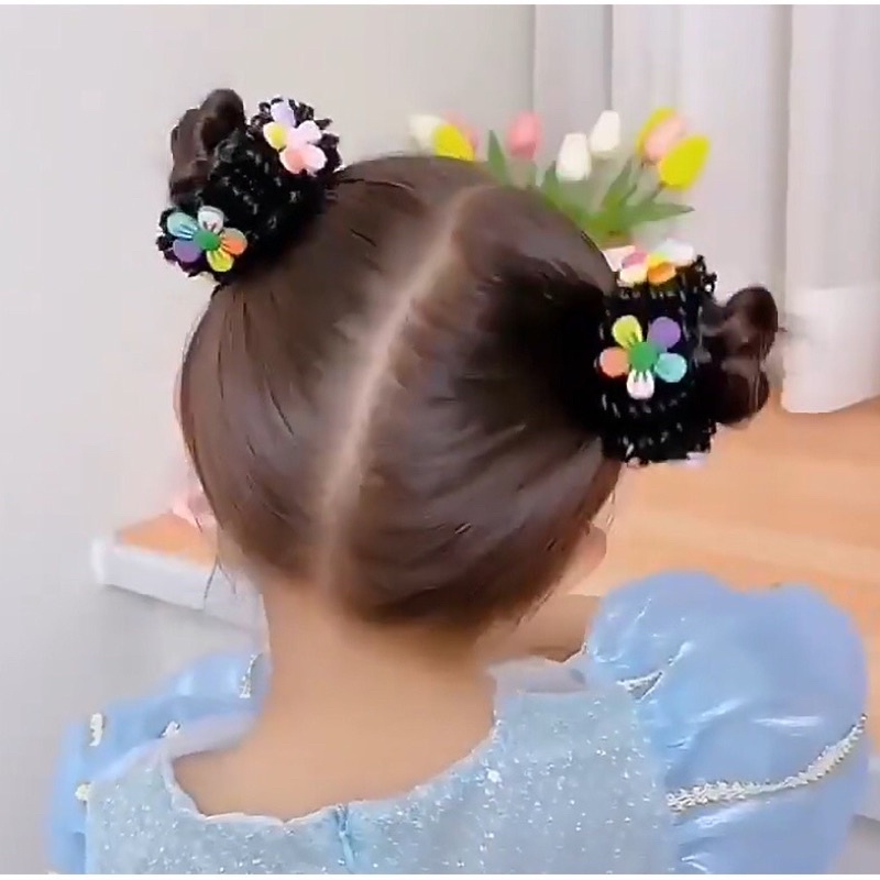 Combo 2 Búi tóc giả natra nhiều họa tiết cho bé gái