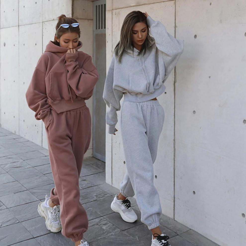 Set đồ thể thao MMIOT Y2k gồm áo hoodie và quần dài vải lông cừu giữ ấm thời trang thu đông cho nữ