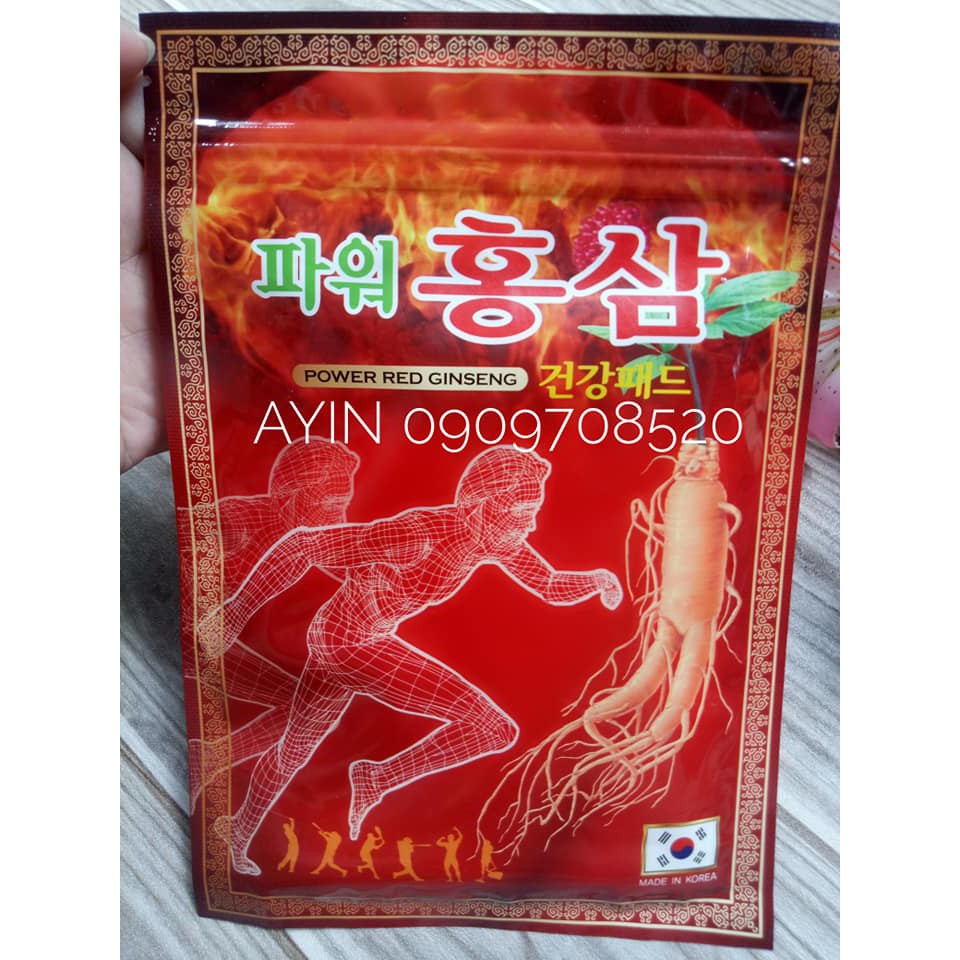 Cao Dán Hồng Sâm Đỏ Hàn Quốc Túi 20 Miếng - Power Red Ginseng