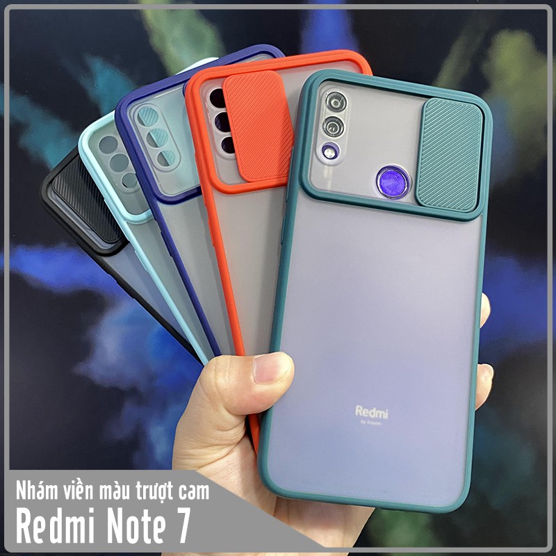 Ốp lưng Xiaomi Redmi Note 7 - Note 7 Pro nhám viền màu trượt camera