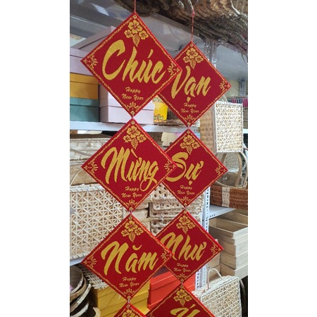 Liễn câu đối đỏ trang trí tết cỡ 20cm dài 130cm