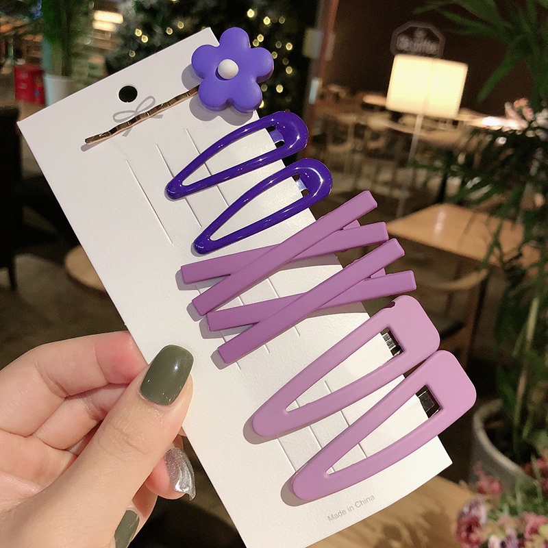 Set 7 Kẹp Tóc Kim Loại Hình Hoa Màu Sắc Ngọt Ngào Cho Nữ