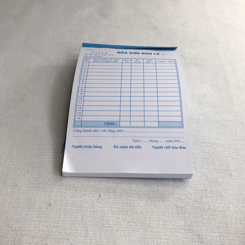 HOÁ ĐƠN BÁN LẺ 1 LIÊN  FOR 60 TỜ 13X19