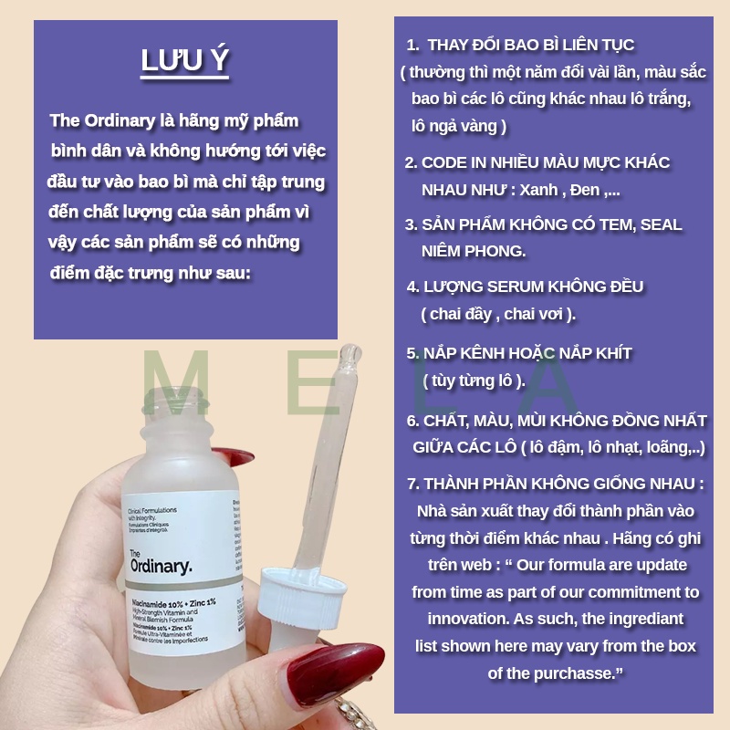 The Ordinary Niacinamide 10% + Zinc 1%, The Ordinary Hyaluronic Acid 2% + B5 - Ngọc Diệp cosmetics