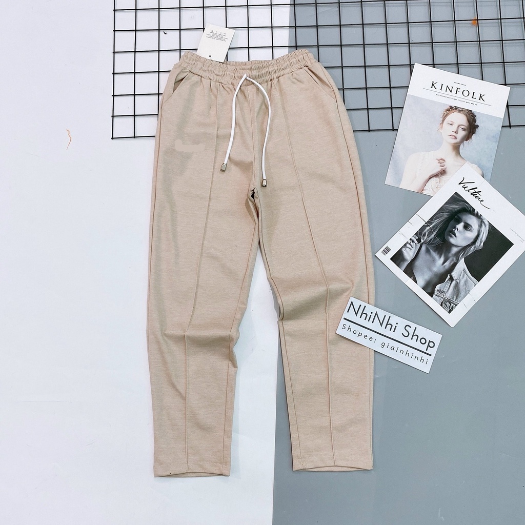 Xả hàng - Quần thể thao gân giữa, Quần vải nỉ dáng baggy cạp chun ống bo QS777 - NhiNhi Shop
