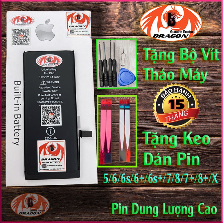 Pin iphone Dung Lượng Cao - B-Dragon - 5 6 6s 6p 7 7p 8 8p X Xmax - Pin Siêu Trâu cho iphone