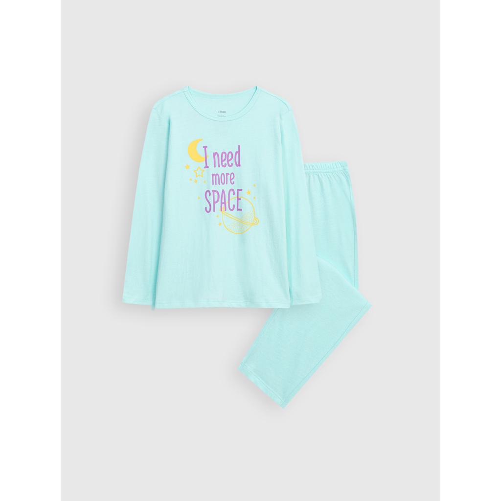 Bộ quần áo bé gái CANIFA dài tay 100% cotton cho mùa thu đông in hình dễ thương - 1LS21W020