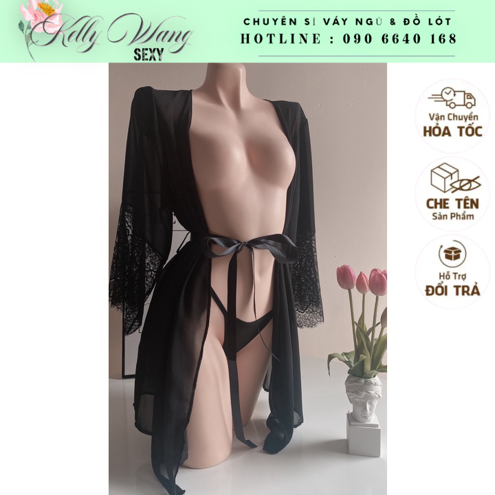 SX273 - Áo choàng voan ngủ gợi cảm kèm chíp KELLY WANG
