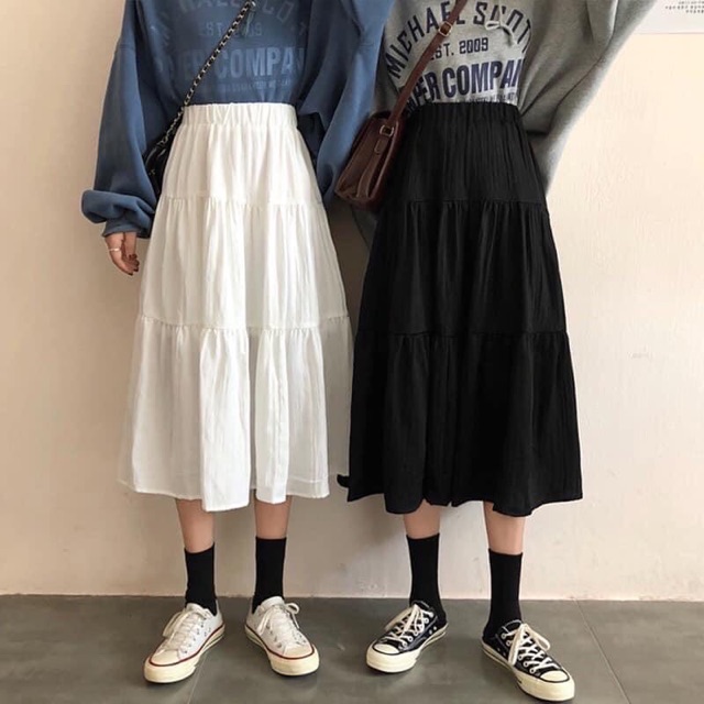 Chân váy voan midi lưng thun siêu dễ thương - A0U | BigBuy360 - bigbuy360.vn