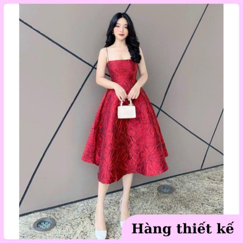 ( Hàng cao cấp ) Đầm dự tiệc gấm hai dây sang chảnh Vavi Dress