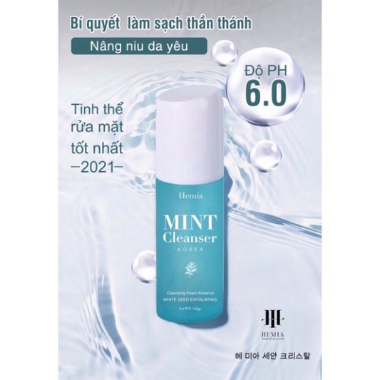 Sữa rửa mặt Tinh thể Bạc Hà Mint Cleanser Hemia dung tích 130ml giúp sạch sâu dưỡng ẩm làm dịu da | BigBuy360 - bigbuy360.vn