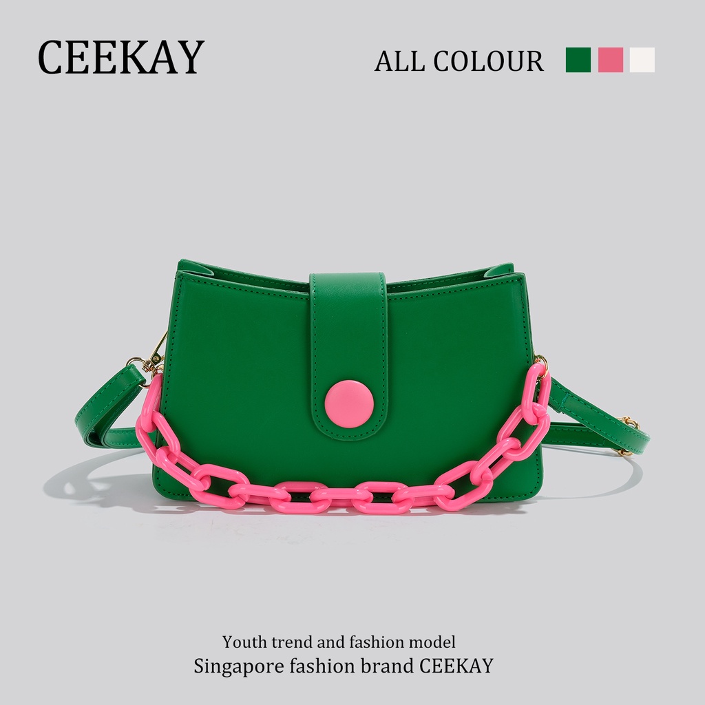 🌸Hàng Order🌸 Túi Xách Nữ CEEKAY Da Trơn Khóa Gập Dính Quai Đeo Da Kèm Dây Xích Sang Chảnh Nữ Tính 🌸Hàng Quảng Châu