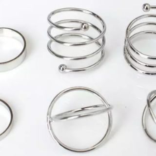 Set nhẫn gồm 6 chiếc thời trang màu bạc