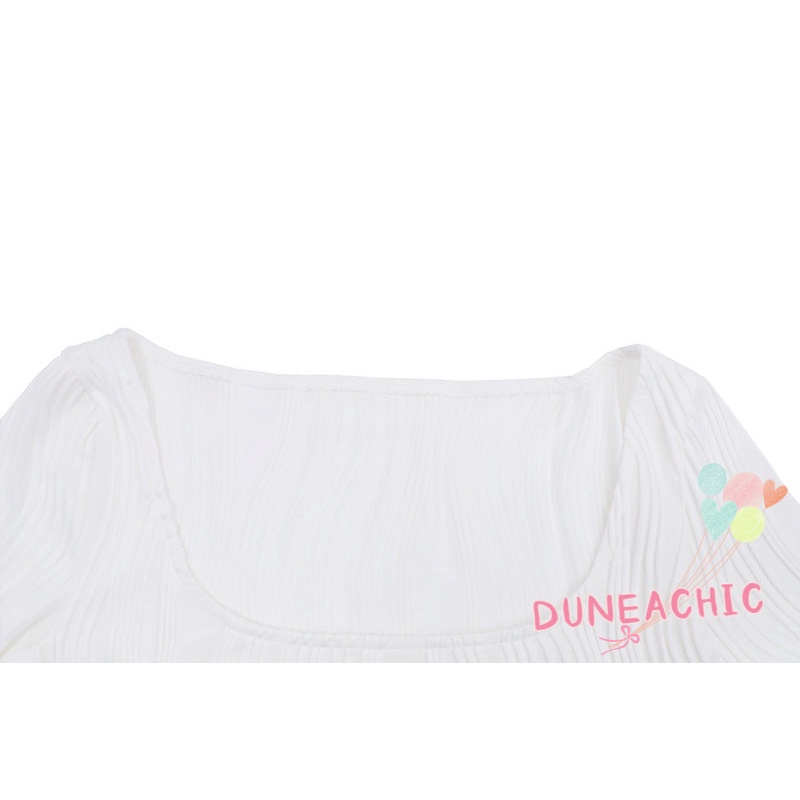 DUNEA Áo Sơ Mi Tay Dài Cổ Chữ U Xếp Ly Thời Trang Cho Nữ