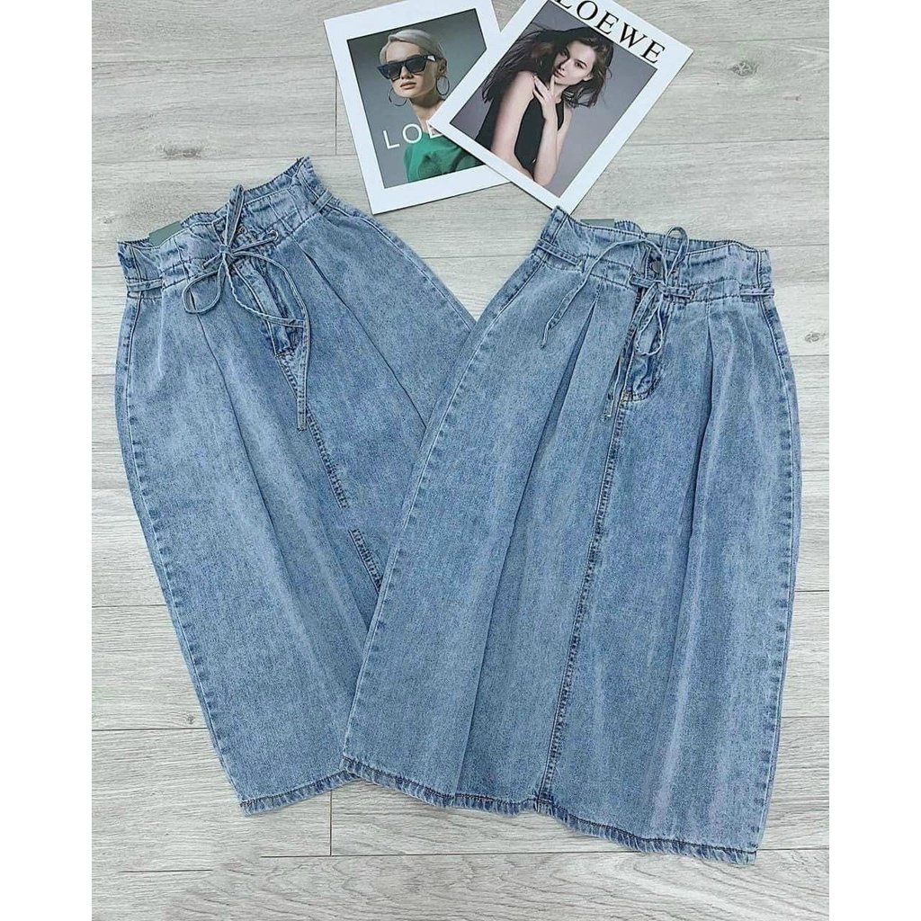 Chân Váy Jean Nữ Dây Nơ Cạp Bèo Mlee.Clothing Z031