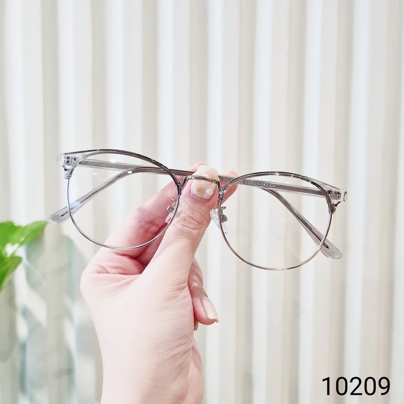 Kính giả cận, gọng kính cận tròn kim loại càng nhựa dẻo 10209 - nhận lắp cận