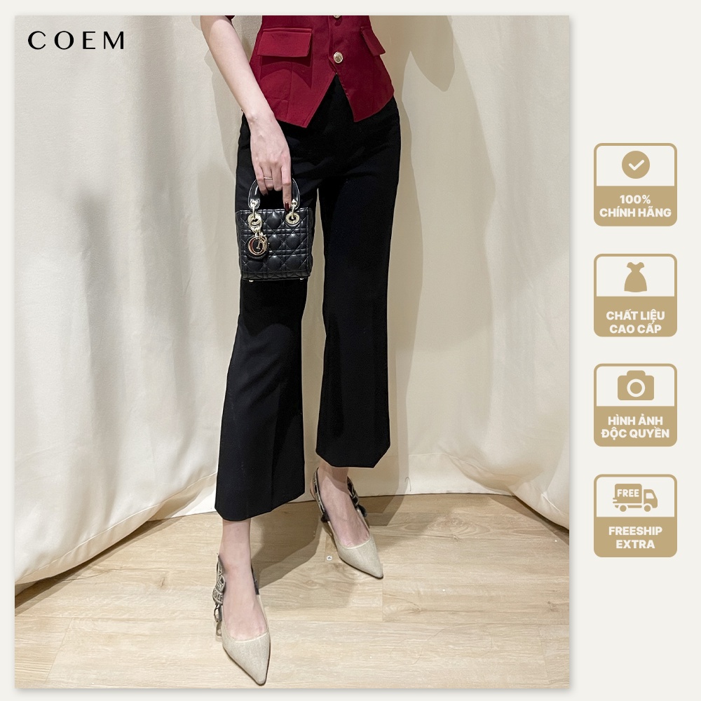 Quần Tây Nữ Ống Rộng Thiết Kế Lưng Cạp Cao Sang Trọng Chất Liệu Cotton Tuyết Mềm Mại COEM Quần Đen Suông Phù Hợp Đi Làm