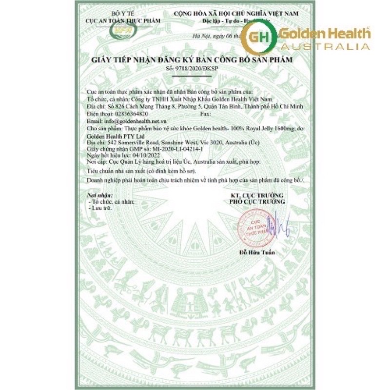 GOLDEN HEALTH Viên Sữa Ong Chúa - Royal Jelly 1600mg Hộp 365 Viên